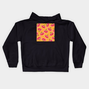 Chinese Vintage Pink and Red Flowers with Yellow and Orange Tile - Hong Kong Traditional Floral Pattern Kids Hoodie
